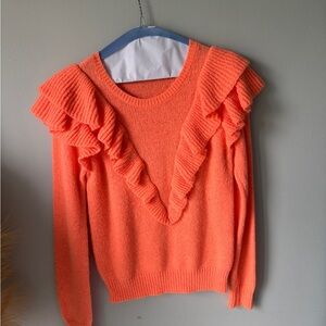 Lilly Pulitzer Vibrant Coral Ruffle Sweater